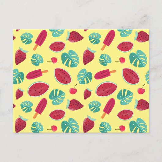 Popsicle, Cherry, aardbei en watermeloenen Briefkaart (Voorkant)