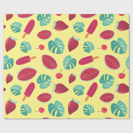 Popsicle, Cherry, aardbei en watermeloenen Cadeaupapier (Vlak)
