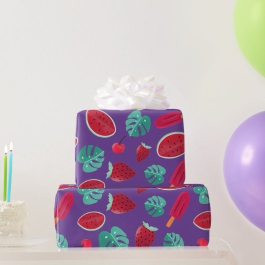 Popsicle, Cherry, aardbei en watermeloenen Cadeaupapier (Feestgeschenken)