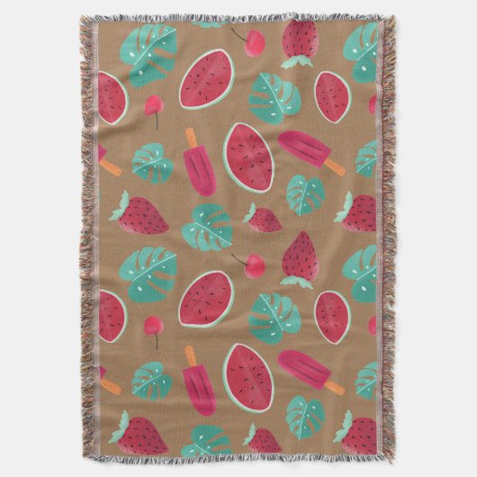 Popsicle, Cherry, aardbei en watermeloenen Deken (Voorkant Verticaal)