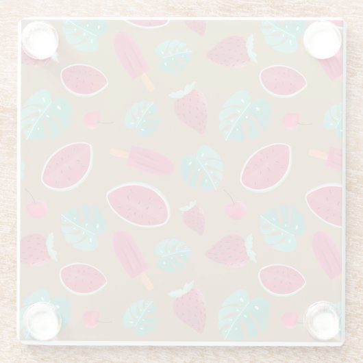 Popsicle, Cherry, aardbei en watermeloenen Glazen Onderzetter (Achterkant)