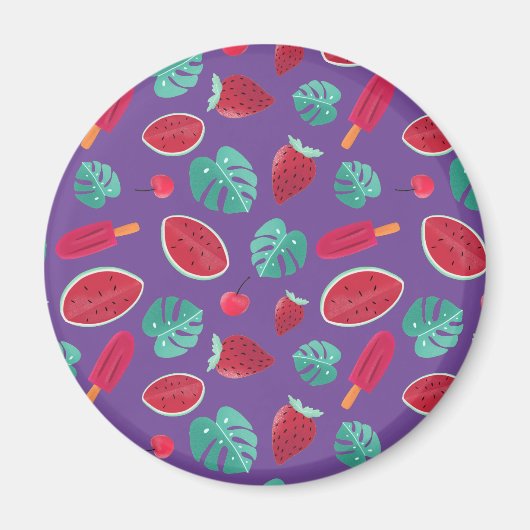 Popsicle, Cherry, aardbei en watermeloenen Magneet (Voorkant)