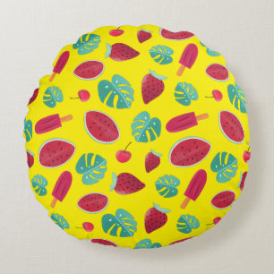 Popsicle, Cherry, aardbei en watermeloenen Rond Kussen