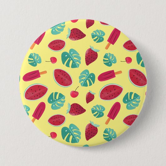 Popsicle, Cherry, aardbei en watermeloenen Ronde Button 7,6 Cm (Voorkant)