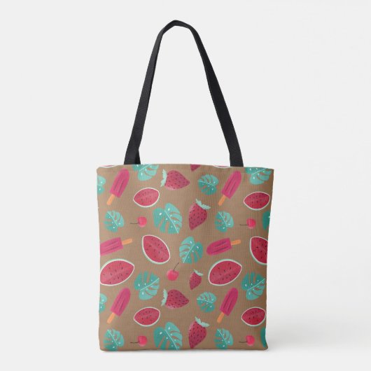 Popsicle, Cherry, aardbei en watermeloenen Tote Bag (Achterkant)