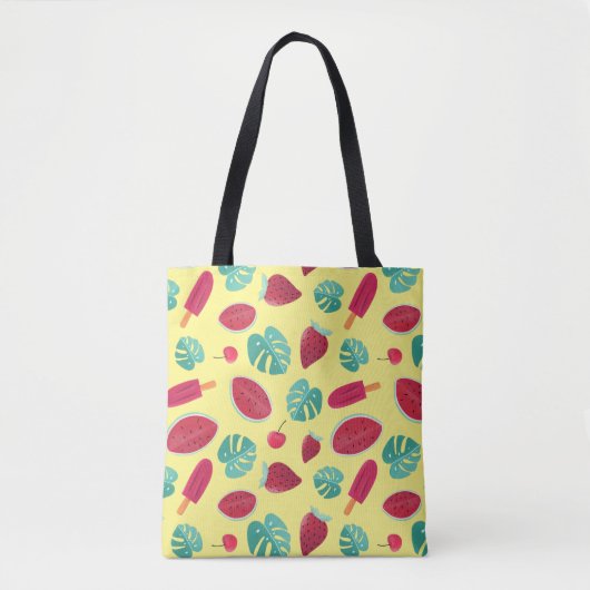 Popsicle, Cherry, aardbei en watermeloenen Tote Bag (Voorkant)