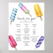 Popsicle eerste verjaardag mijlpaal verjaardag poster (Voorkant)
