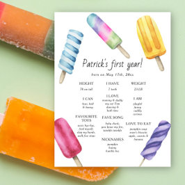 Popsicle eerste verjaardag mijlpaal verjaardag poster