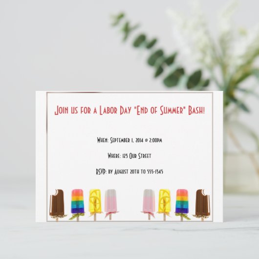 Popsicle Einde zomerdag uitnodiging (Staand voorkant)