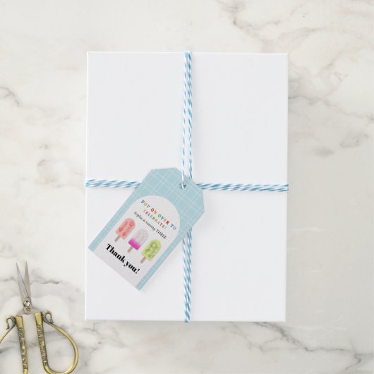Popsicle Feestje Cadeaulabel (Met Touw)