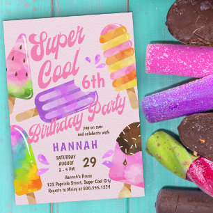 Popsicle Feestje Elke Leeftijd Meisjes Super Cool Kaart
