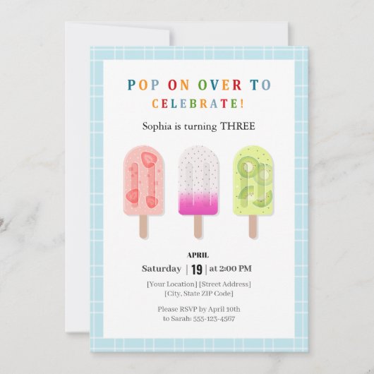 Popsicle Feestje Kaart (Voorkant)