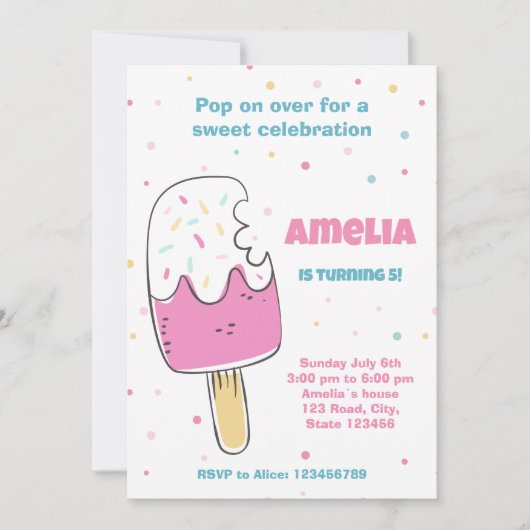 Popsicle Feestje Kom erbij Kaart (Voorkant)