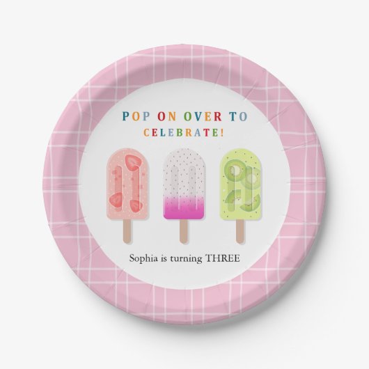 Popsicle Feestje Papieren Bordje (Voorkant)