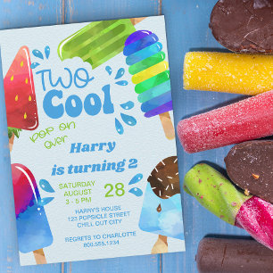 Popsicle Feestje Two Cool Boys 2de Verjaardag Kaart
