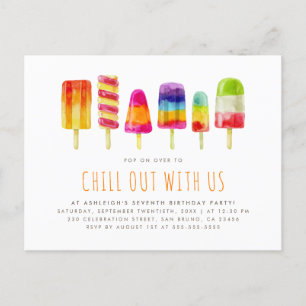 Popsicle Feestje   Uitnodiging Kinderverjaardagsfe Briefkaart