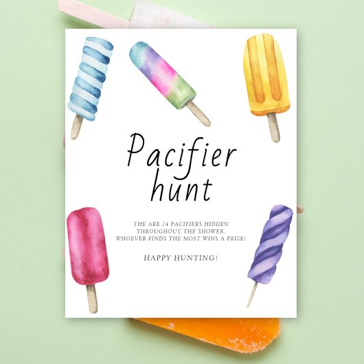 Popsicle - fopspeen jacht baby shower spel poster