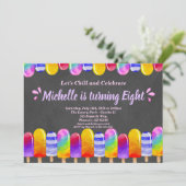Popsicle Glitter Verjaardag Zomer Pool Party Uitno Kaart (Staand voorkant)