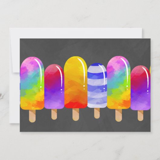Popsicle Glitter Verjaardag Zomer Pool Party Uitno Kaart (Achterkant)