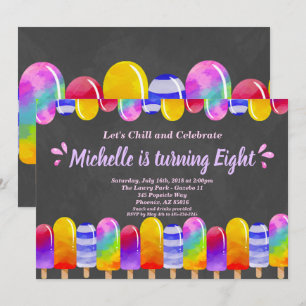 Popsicle Glitter Verjaardag Zomer Pool Party Uitno Kaart
