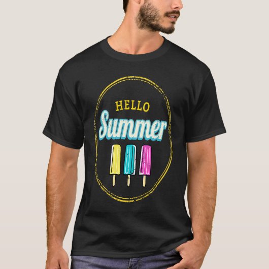 Popsicle Hallo Summer Ice Cream Retro T-shirt (Voorkant)