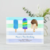 Popsicle Ice Cream Verjaardag Zomer Pool Party Kaart (Staand voorkant)