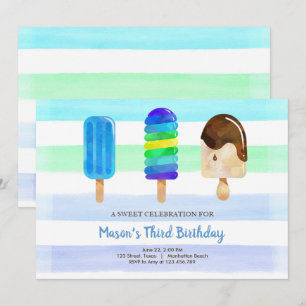 Popsicle Ice Cream Verjaardag Zomer Pool Party Kaart