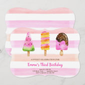 Popsicle Ice Cream Verjaardag Zomer Pool Party Kaart (Voorkant / Achterkant)