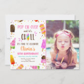 Popsicle Ice Cream Verjaardag Zomer Pool Party Kaart (Voorkant)