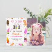 Popsicle Ice Cream Verjaardag Zomer Pool Party Kaart (Staand voorkant)