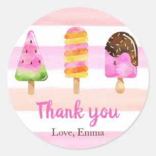 Popsicle Ijs Dank U Favor Tag Zomer Ronde Sticker