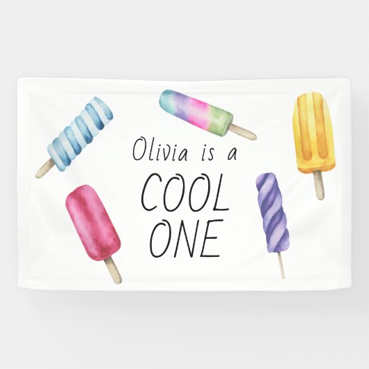Popsicle Ijs Kinderverjaardag Spandoek (Horizontaal)