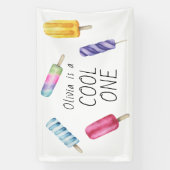 Popsicle Ijs Kinderverjaardag Spandoek (Verticaal)