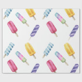 Popsicle ijs voor verjaardag cadeaupapier (Vlak)
