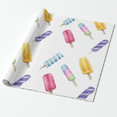 Popsicle ijs voor verjaardag cadeaupapier (Uitgerold)