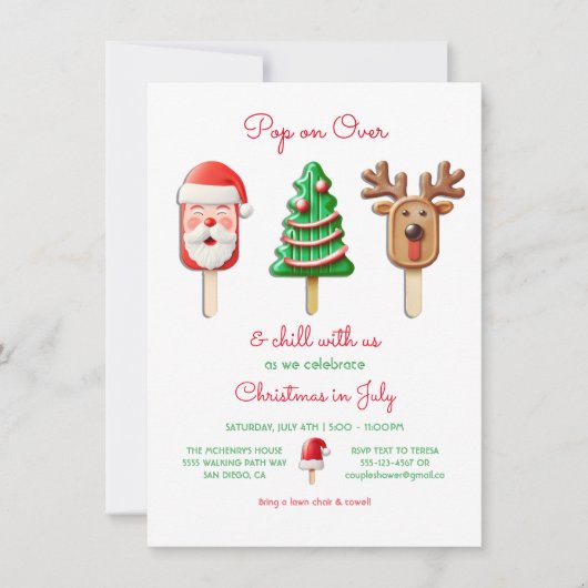 Popsicle Kerstmis in juli Kaart (Voorkant)