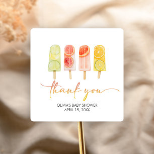 Popsicle Klaar om Baby Shower te laten barsten Vierkante Sticker