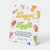 Popsicle Klaar om Pop Baby shower Luier Raffle Reclamebord Met Voetstuk (Voorkant)