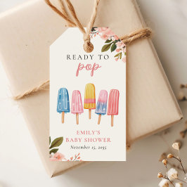 Popsicle klaar voor Pop Baby shower Cadeaulabel