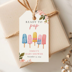 Popsicle klaar voor Pop Baby shower Cadeaulabel