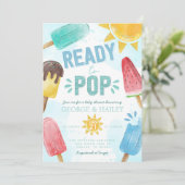Popsicle klaar voor Pop Baby shower Invitation Kaart (Staand voorkant)