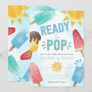 Popsicle klaar voor Pop Baby shower Invitation Kaart