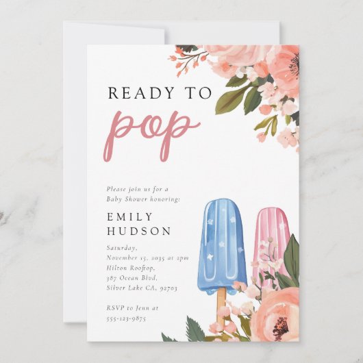 Popsicle klaar voor Pop Baby shower Invitation Kaart (Voorkant)