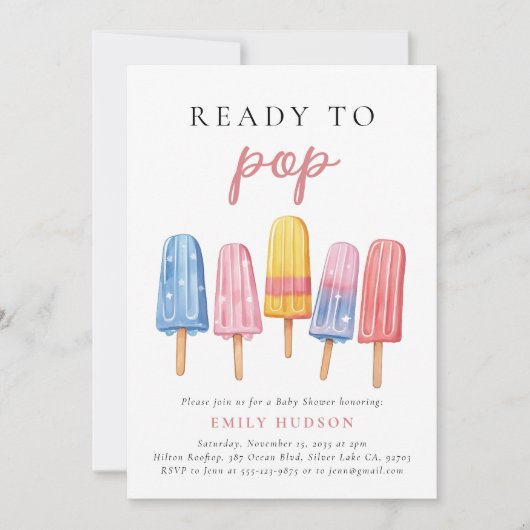 Popsicle klaar voor Pop Baby shower Invitation Kaart (Voorkant)