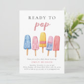 Popsicle klaar voor Pop Baby shower Invitation Kaart (Staand voorkant)