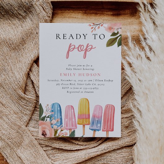 Popsicle klaar voor Pop Baby shower Invitation Kaart