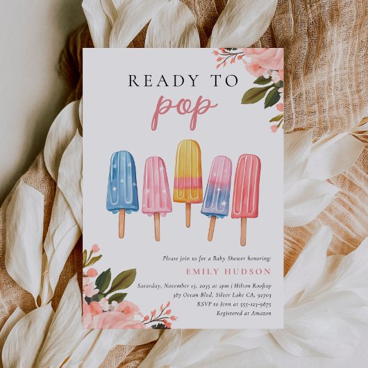 Popsicle klaar voor Pop Baby shower Invitation Kaart