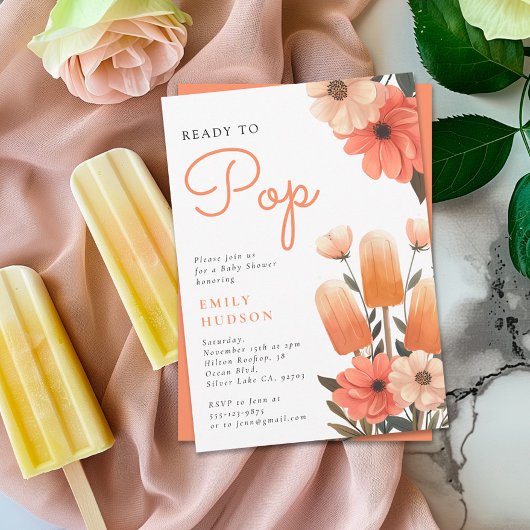 Popsicle klaar voor Pop Baby shower Invitation Kaart