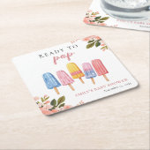 Popsicle klaar voor Pop Baby shower Kartonnen Onderzetters (Schuin)