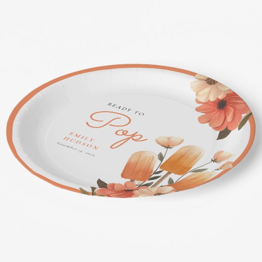 Popsicle klaar voor Pop Baby shower Papieren Bordje (Gekanteld)